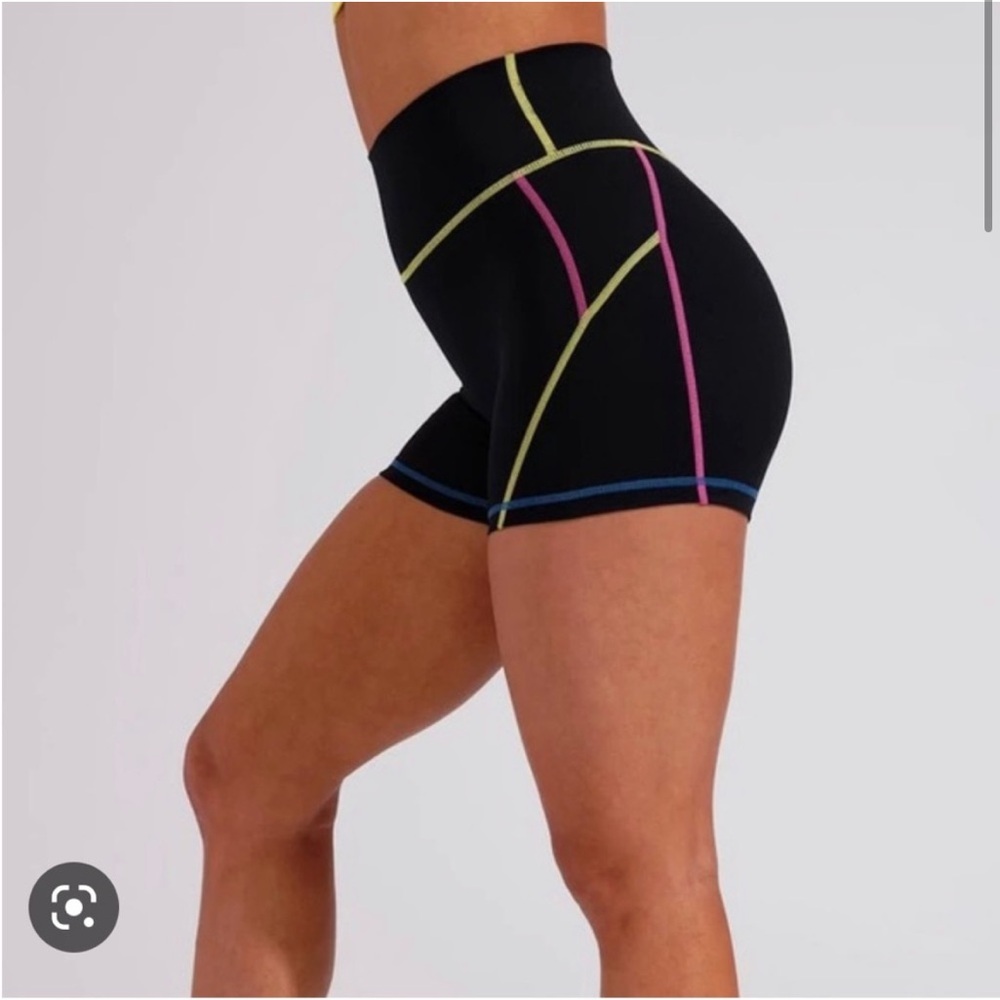 BuffBunny Black Bike Shorts with Colorful Accents - Picture 2 of 4